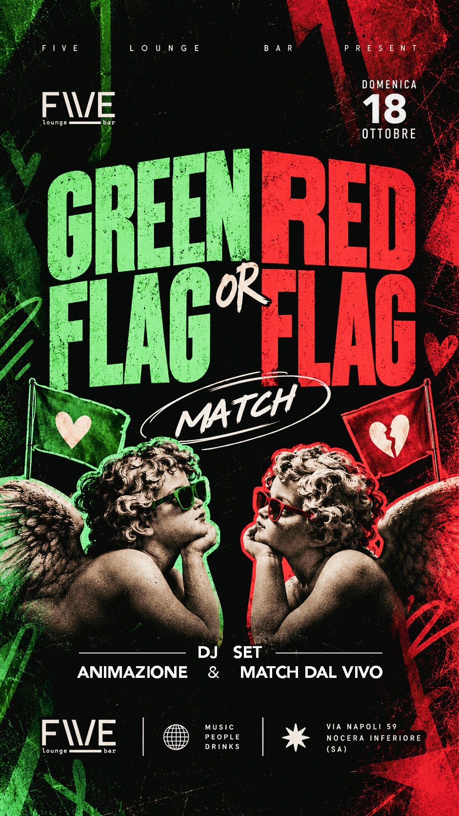 Green o Red Flag: DJ set, animazione e match dal vivo, domenica 18 ottobre